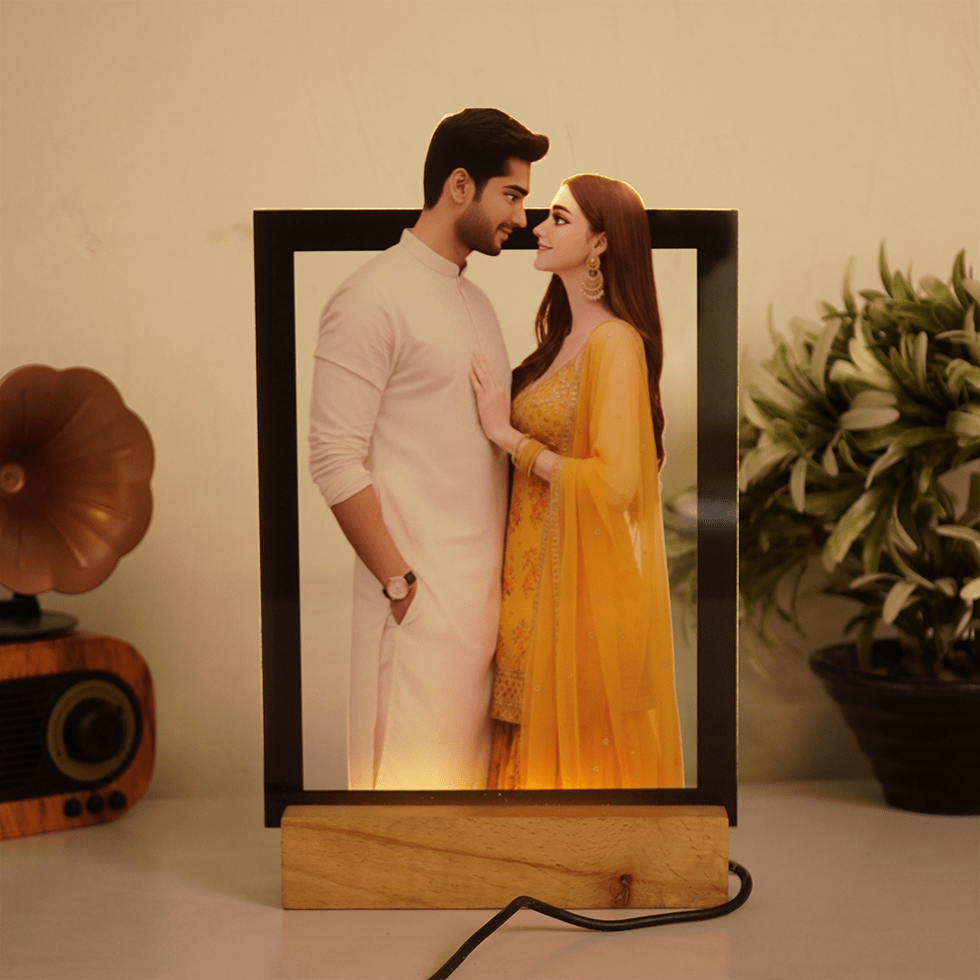 Personalized Couple LED Photo Frame | Custom Name Night Lamp - Memories InsitePERSONALIZED COUPLES LED FRAME-2