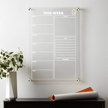 Acrylic Weekly Planner Board with To-Do, Notes & Appointments – Reusable Wall Organizer
