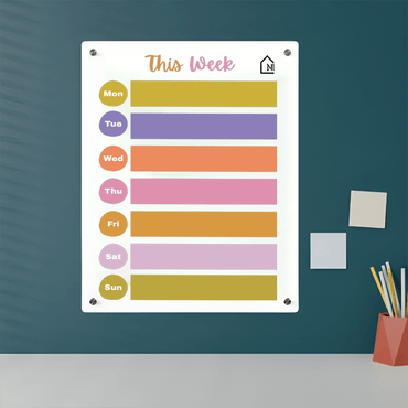 Colorful Acrylic Milky Weekly Planner Board – Reusable Wall Organizer for Home, Office & Study - Memories InsiteWEEKLY MILKY COLORFULL PLANNER II