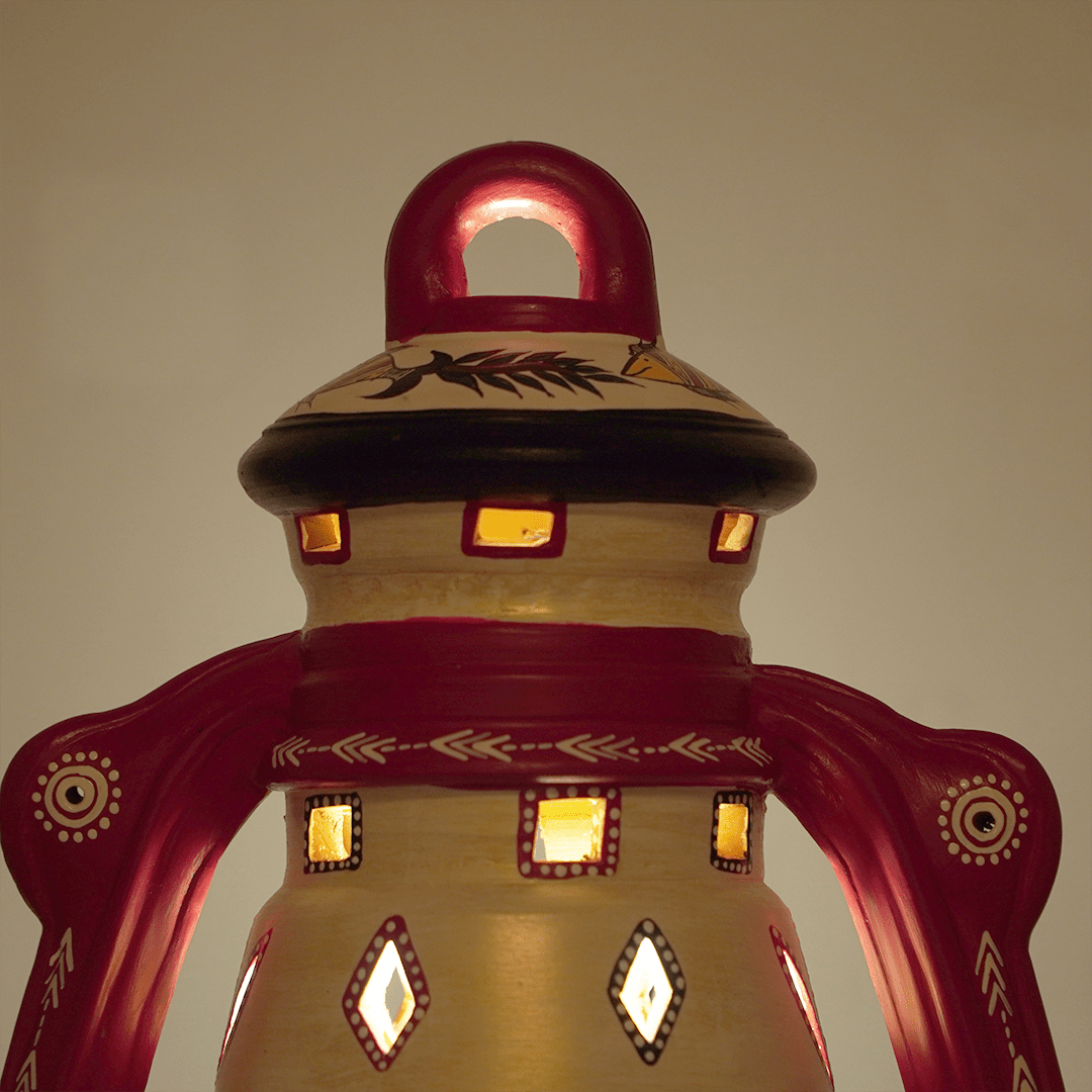 Noctra Heritage Lantern Lamp – Handcrafted Statement Light - Memories InsiteNOCTRA HERITAGE LANTERN LAMP- (RED & WHITE)