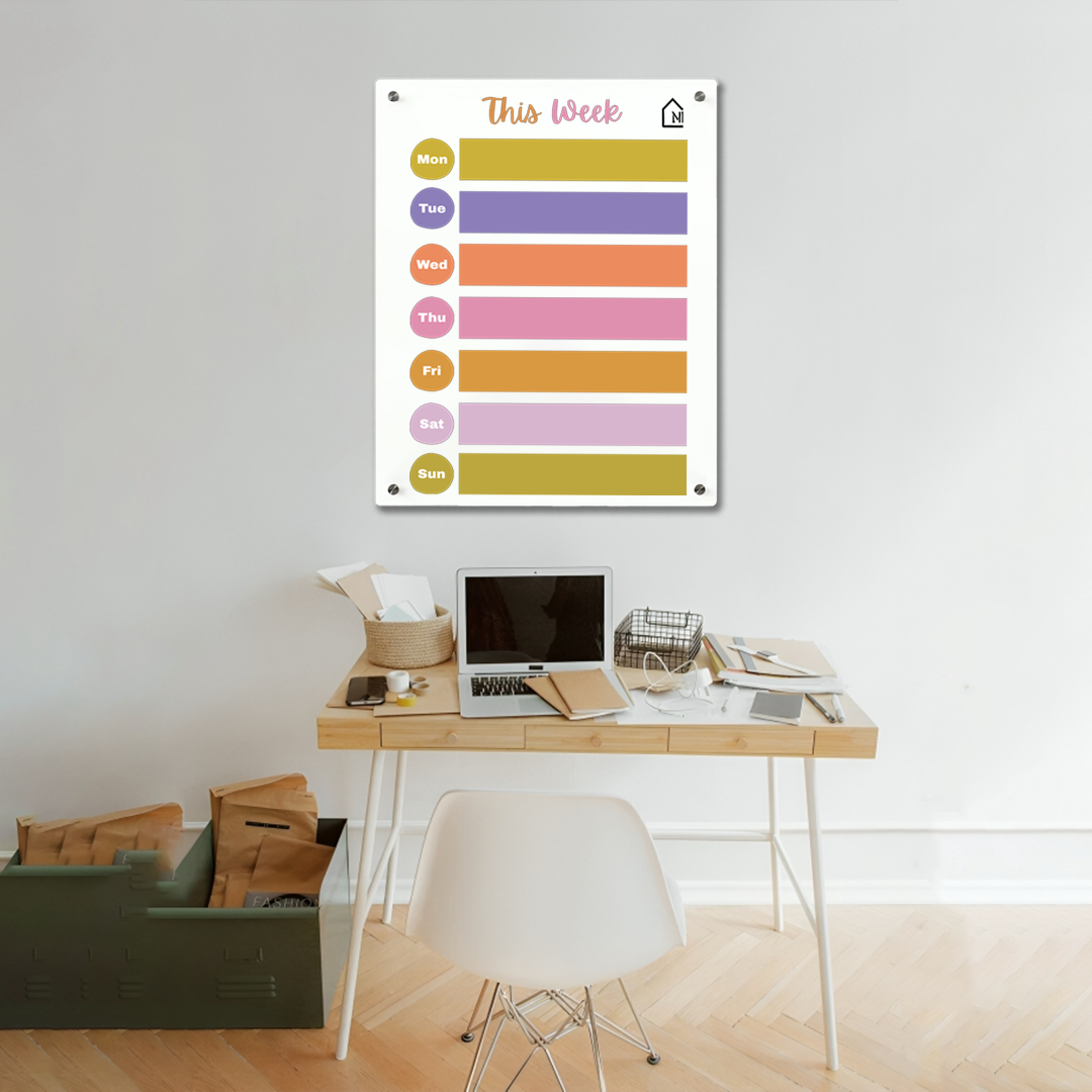 Colorful Acrylic Milky Weekly Planner Board – Reusable Wall Organizer for Home, Office & Study