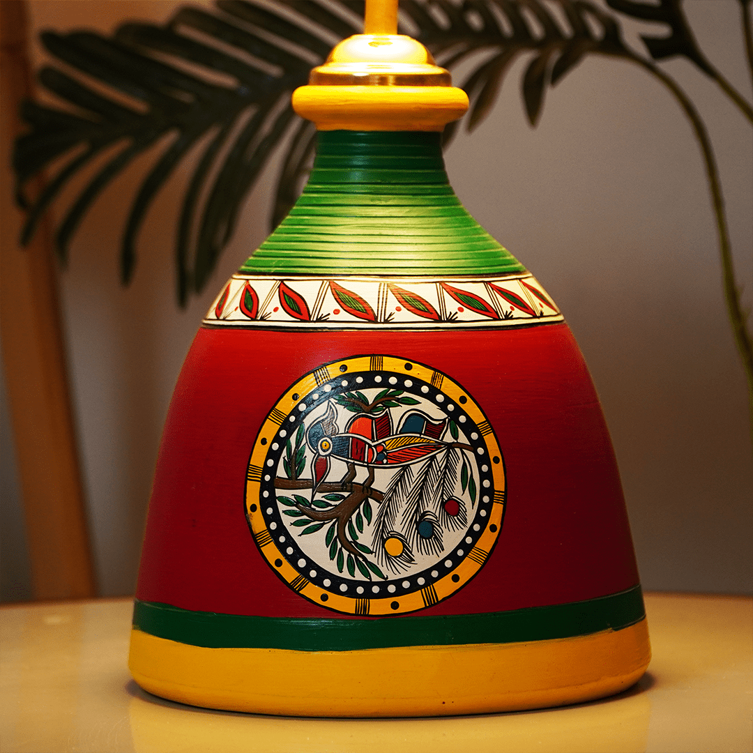 Solara FolkGlow Lamp – Handpainted Ethnic Decor Light - Memories InsiteSOLARA FOLKGLOW LAMP - ( YELLOW & RED)