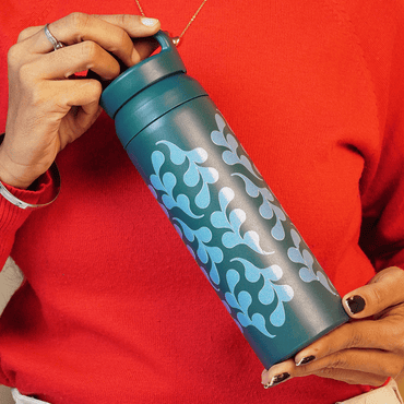 Teal Abstract Pattern Stainless Steel Insulated Tumbler - Memories Insite