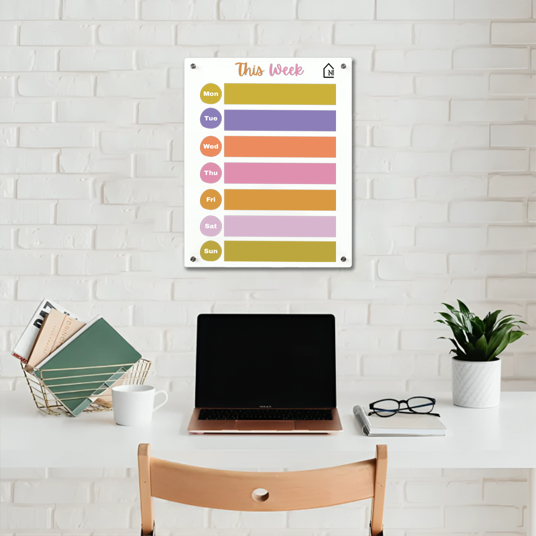 Colorful Acrylic Milky Weekly Planner Board – Reusable Wall Organizer for Home, Office & Study
