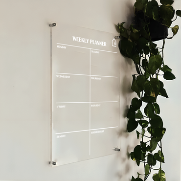 Minimalist Acrylic Weekly Planner Board – Reusable Wall Organizer (With Grocery List Section)