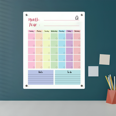 Acrylic Milky Monthly Wall Planner – Reusable Calendar Board with Notes & To-Do Section