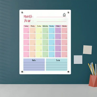 Acrylic Milky Monthly Wall Planner – Reusable Calendar Board with Notes & To-Do Section - Memories InsiteMONTHLY MILKY ACRYLIC WALL PLANNER II