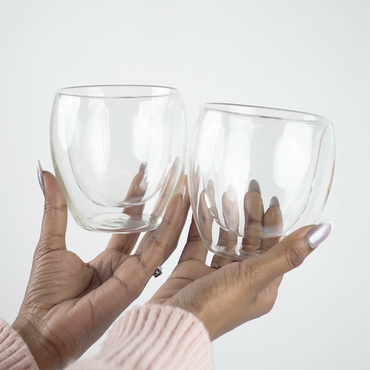 Double Wall Glass Cups | Heat Resistant Clear Glass for Coffee, Tea & Drinks