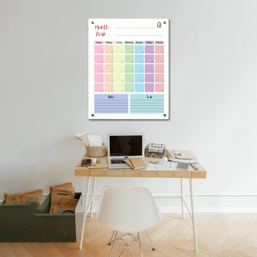 Acrylic Milky Monthly Wall Planner – Reusable Calendar Board with Notes & To-Do Section