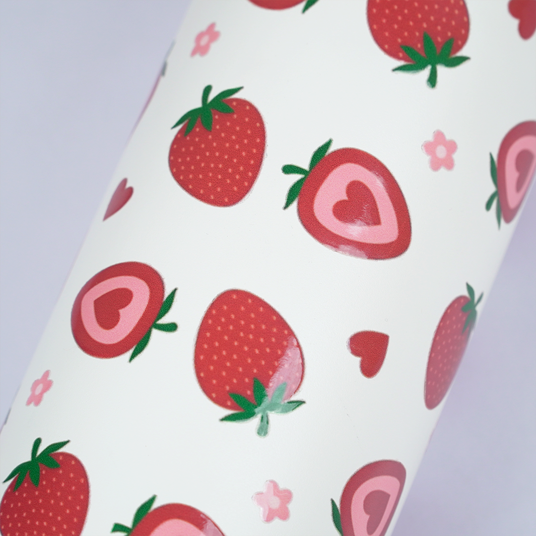Strawberry Design Stainless Steel Water Bottle ( 800 ML )