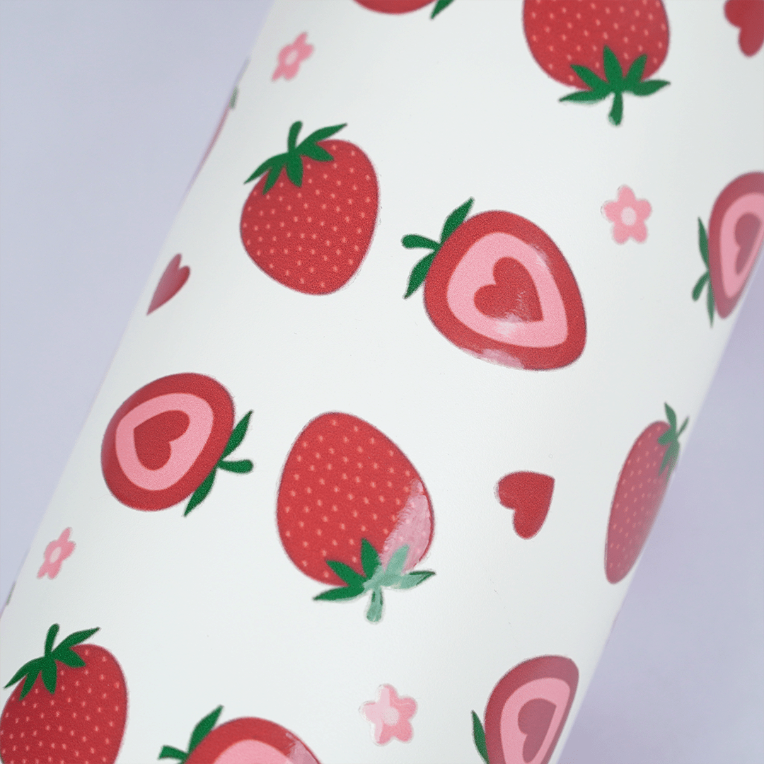 Strawberry Design Stainless Steel Water Bottle ( 800 ML ) - Memories Insite800ML STRAWBERRY DESIGN STAINLESS TUMBLER