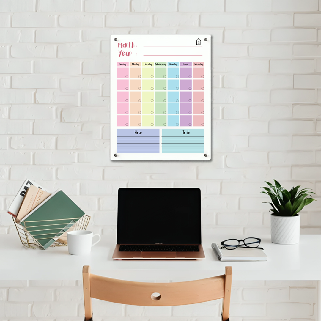 Acrylic Milky Monthly Wall Planner – Reusable Calendar Board with Notes & To-Do Section