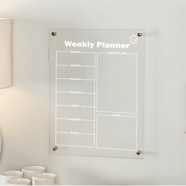 Acrylic Weekly Planner Board with Grocery & Notes Section – Premium Wall Organizer - Memories InsiteWEEKLY PLANNER WITH NOTES AND GROCERY SECTION II