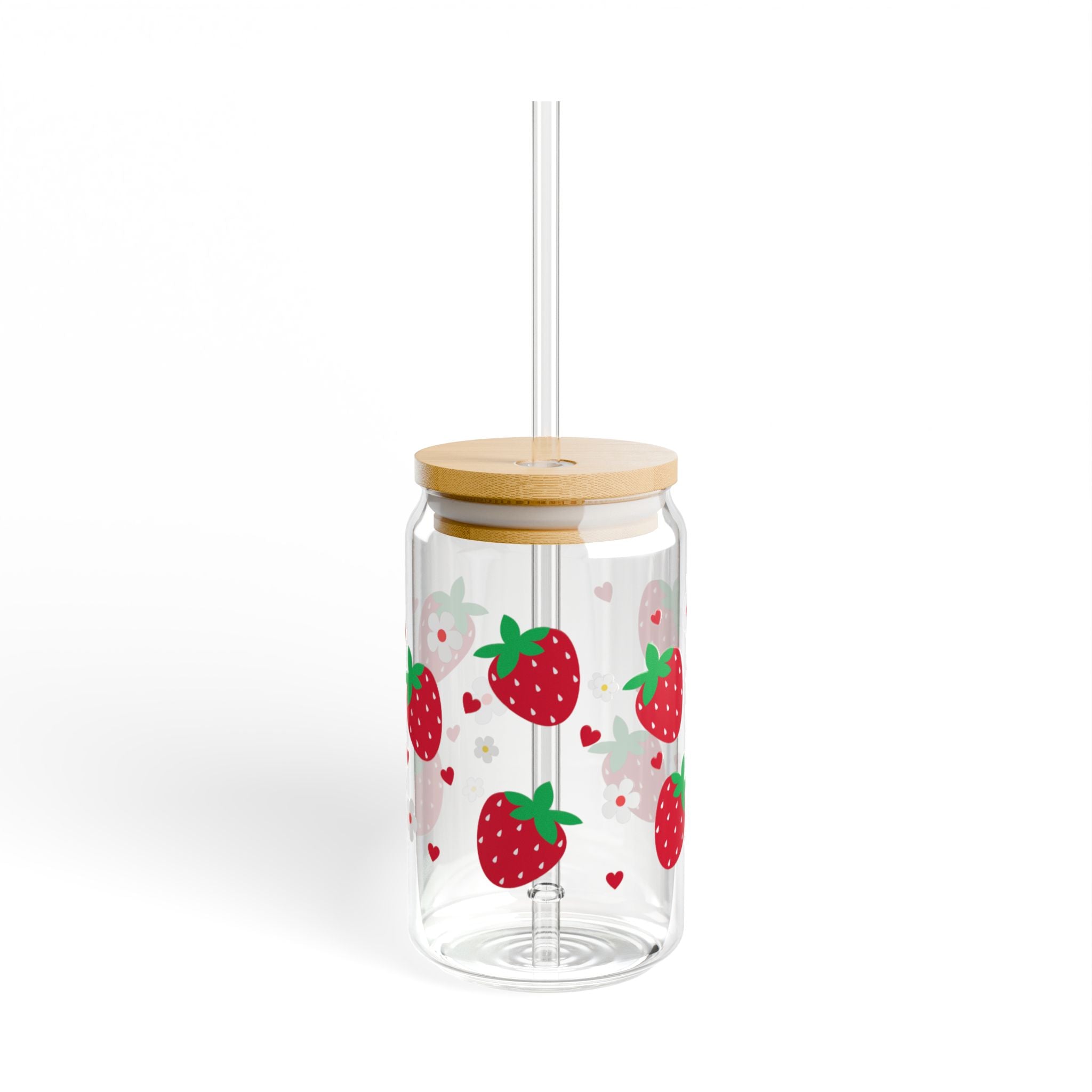 Strawberry Glass jar Tumbler - Memories InsiteSTRAWBERRY GLASS TUMBLER