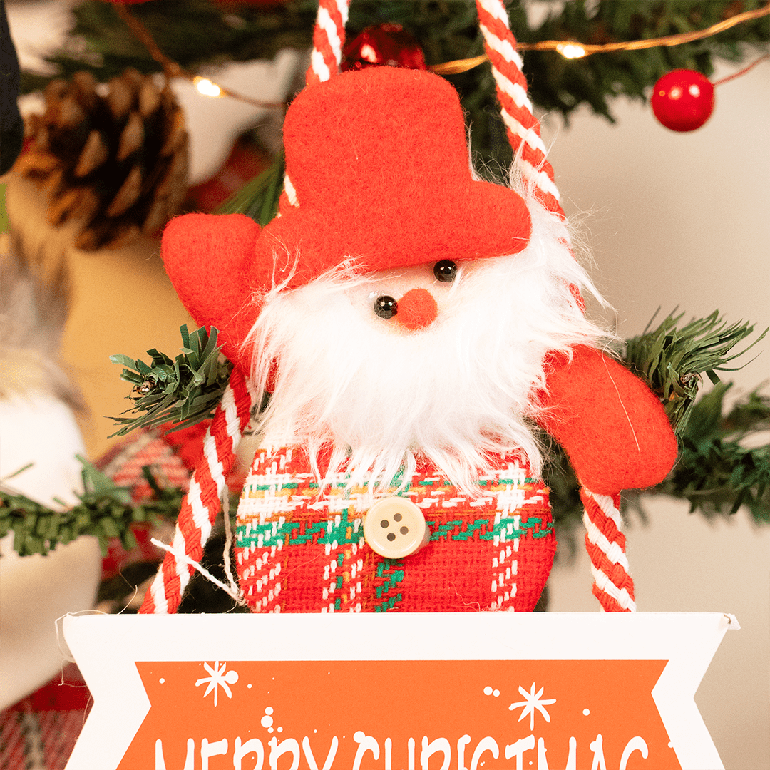 Set-4 Santa Hanging Decoration with “Merry Christmas” Sign - Memories Insite