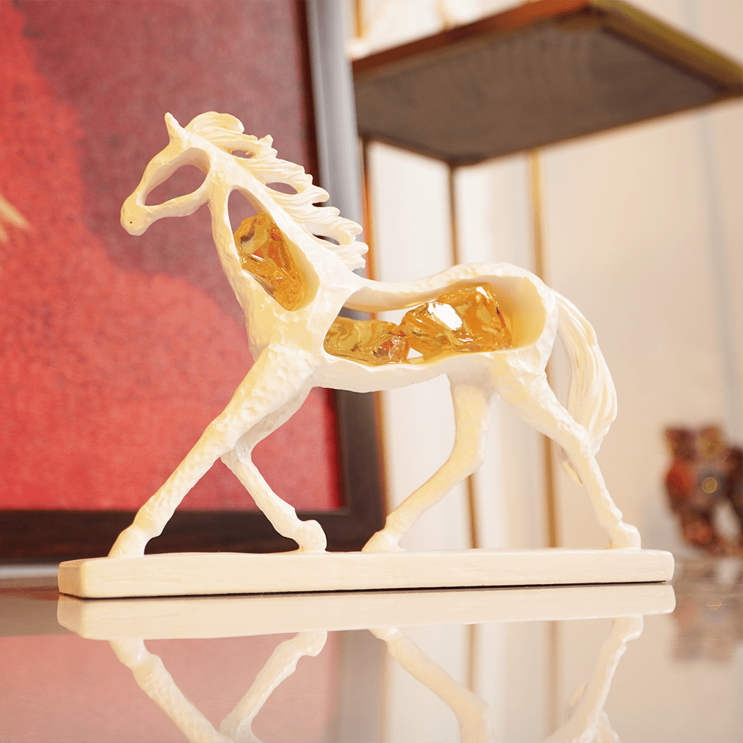 AurraGlow™ Horse Decor Showpiece – Modern Resin Sculpture - Memories InsiteAURRAGLOW HORSE SCULPTURE- (WHITE )