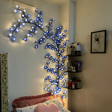 MEMORIES INSITE® BRANCHLIGHT BLUE CHERRY BLOSSOM TREE BRANCH LIGHTING - Memories InsiteBLUE CHERRY BLOSSOM TREE BRANCH 6 FEET