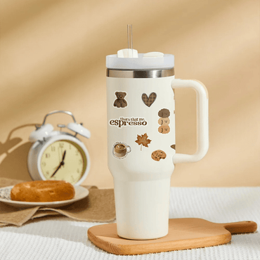 Cute Aesthetic Wrap Brown tumbler - Memories InsiteBROWN BEAR STACKER TUMBLER-WHITE STAN WITHOUT CHARMS