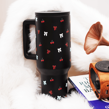 Cherry Daze 🍒 Leakproof Stainless Steel Tumbler in Black