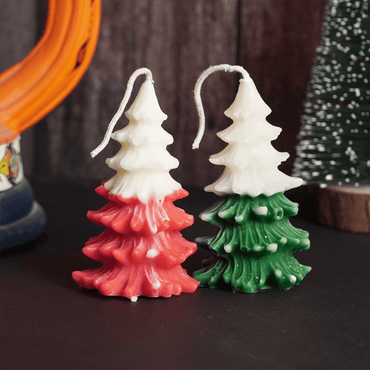 Set of 2 Festive Christmas Tree Sceneted Candles - Memories InsiteCHRISTMAS TREE SHAPE CANDLE- PACK OF 2