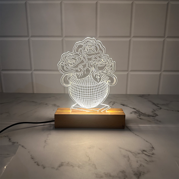 Rose Glow Acrylic Lamp – Elegance in Bloom
