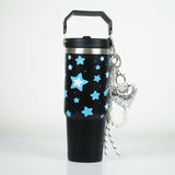 Star Print Tumbler with Handle & Straw | Reusable Travel Cup | Stylish Everyday Drinkware