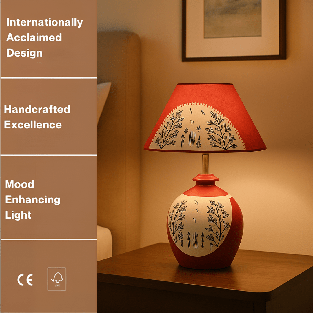 Red Aura Table Lamp – Artistic Hand painted Decor Light - Memories InsiteRED AURA LAMP