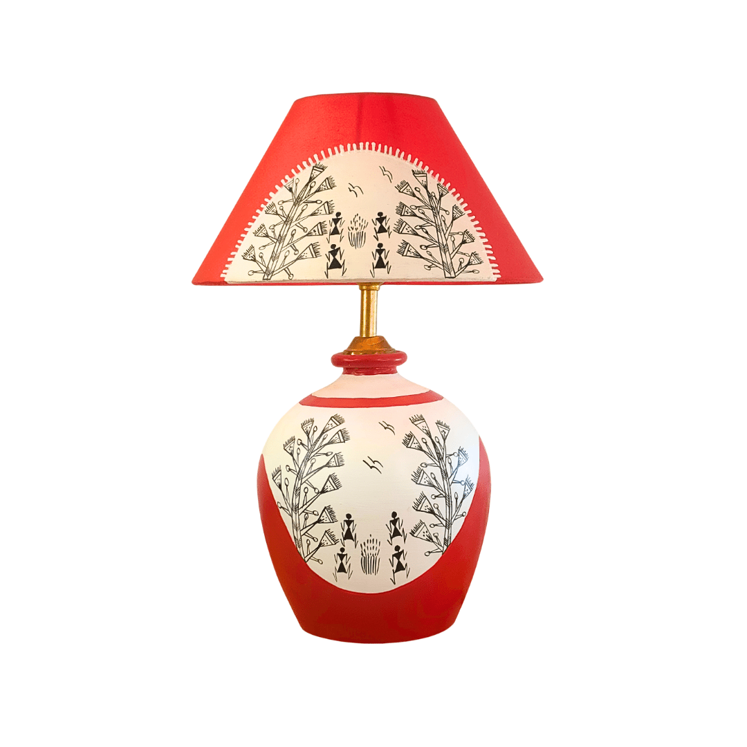 Red Aura Table Lamp – Artistic Hand painted Decor Light - Memories InsiteRED AURA LAMP