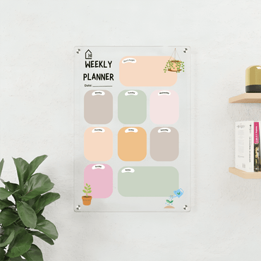 Acrylic Weekly Planner Board – Pastel Design with Notes & Reminder Section - Memories InsiteREMINDER AND NOTES PLANNER II