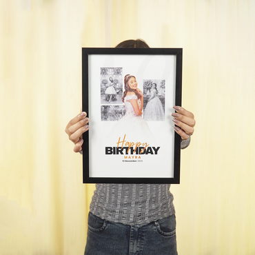 Personalized Birthday Photo Frame | Custom Happy Birthday Collage Frame with Name & Date