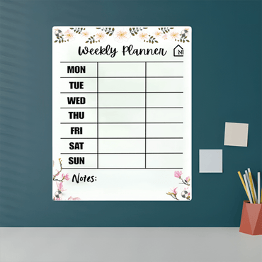 Chic Floral Acrylic Milky Weekly Wall Planner - Rewritable Wall Organizer for Home, School & Office - Memories InsiteCHIC FLORAL MILKY WEEKLY PLANNER II
