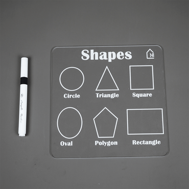 Reusable Shapes Learning Board for Kids with pen box & Cleaning Cloth - Memories Insite
