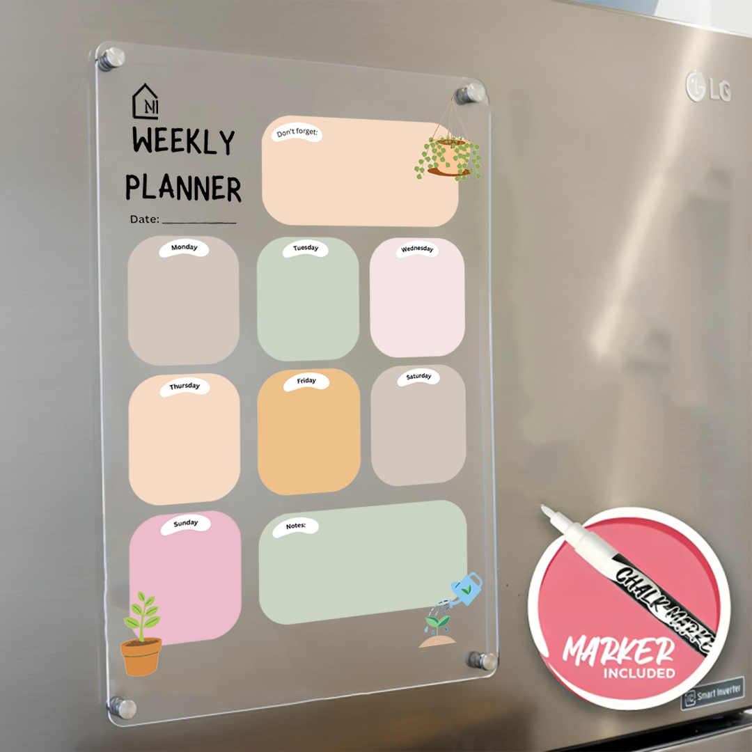 Magnetic Weekly Planner for Fridge | Home Organizer with Notes & Reminder Sections
