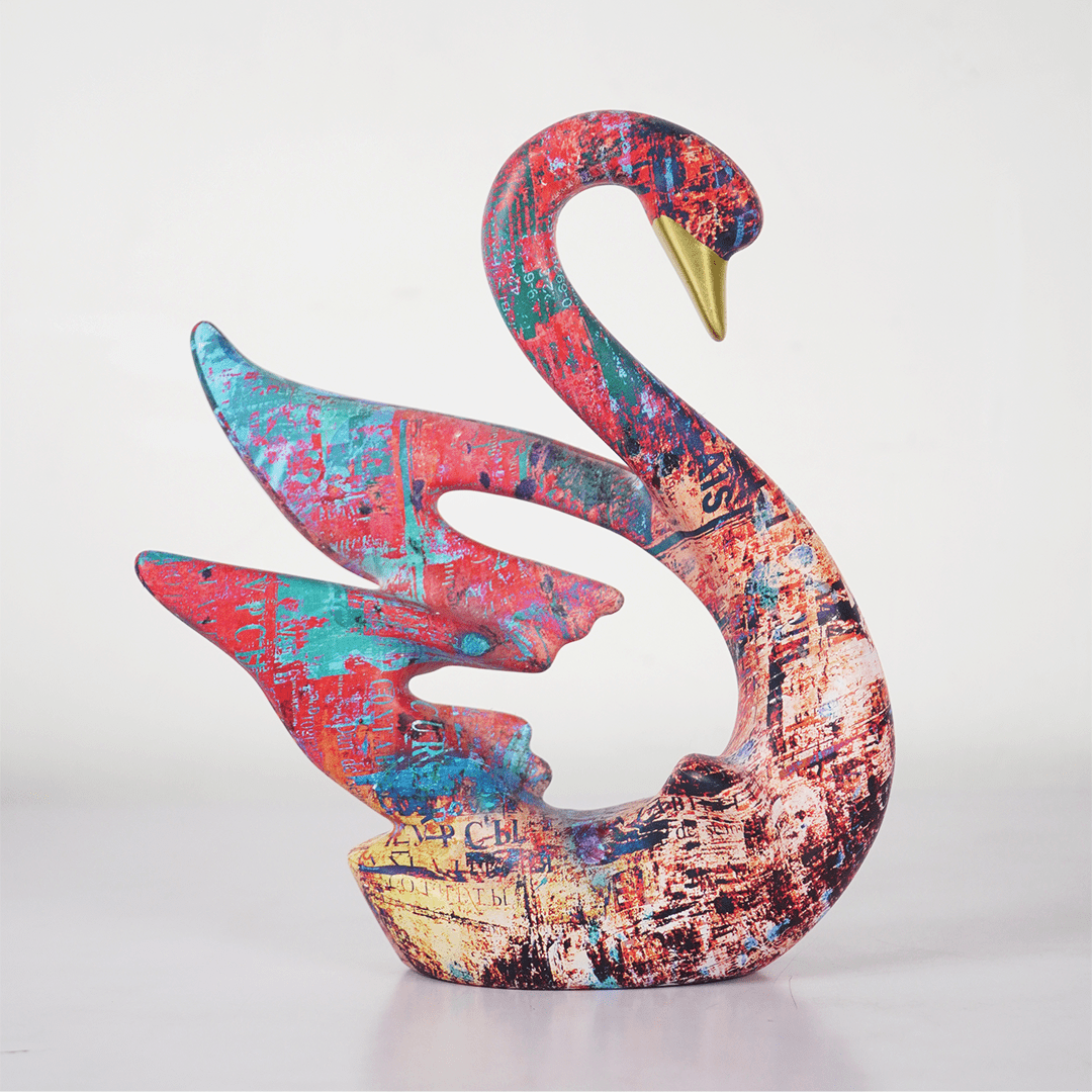 UrbanArt™ Swan Showpiece –Abstract Multicolor Resin Sculpture - Memories InsiteURBAN ART SWAN SCULPTURE - (MULTICOLOR)