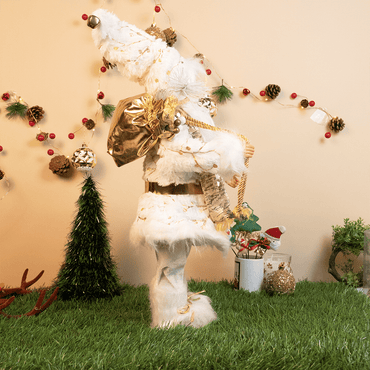 White & Gold Santa Claus Showpiece - Memories Insite