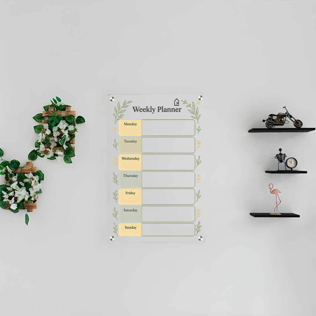 Minimal Botanical Weekly Acrylic Wall Planner – Elegant & Functional Organizer