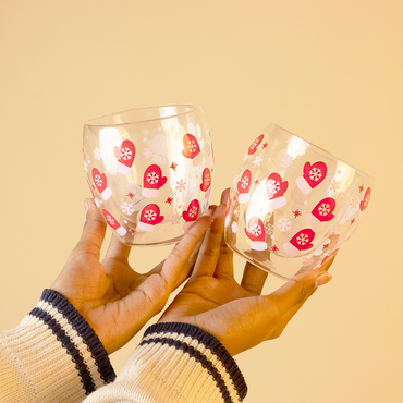 Set-2 Christmas Gloves -Double Wall Glass Mug