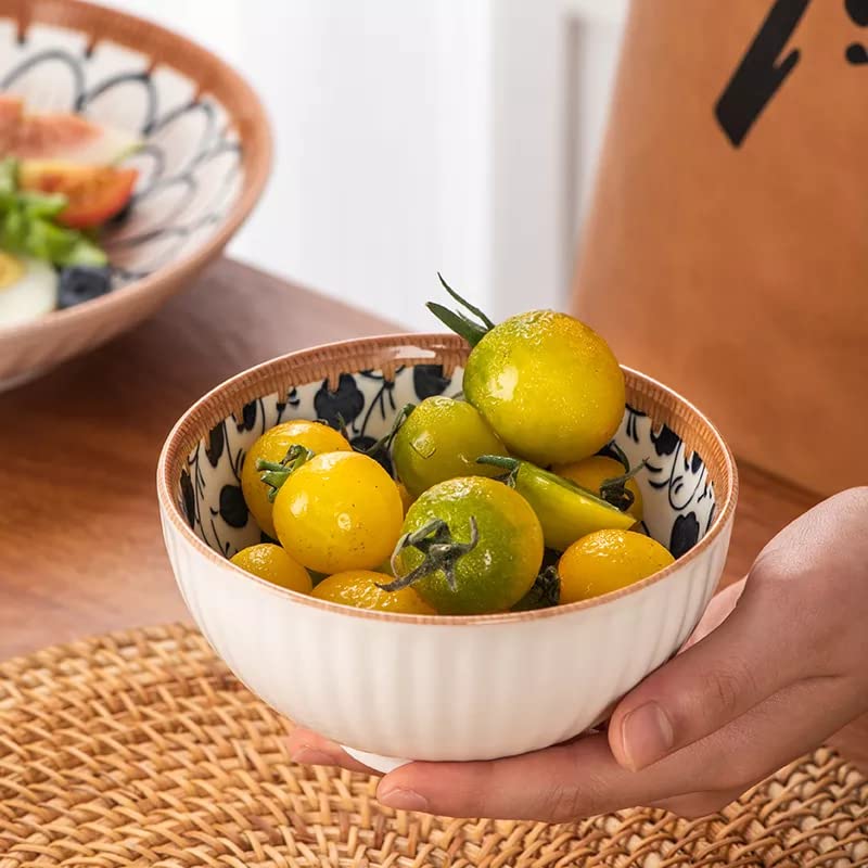 Monochrome Charm Ceramic Bowls – Set of 6 | Elegant Hand-Painted Snack Bowls in Gift Box