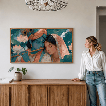 Radha Krishna Canvas Wall Art - Memories InsiteRADHA KRISHNA WALL FRAME - STRECHED