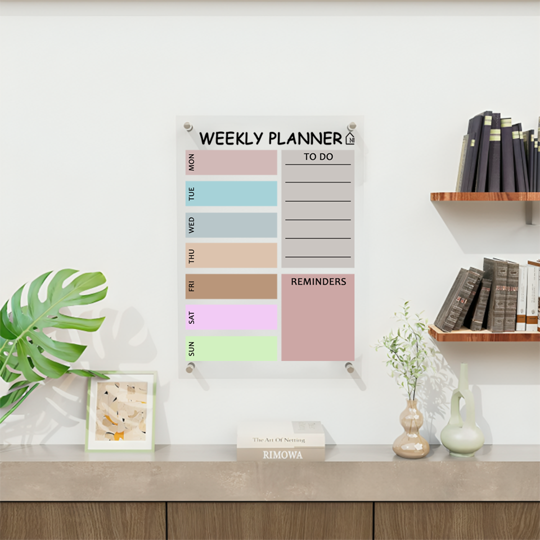 Minimal Pastel Weekly Planner on Acrylic – Functional Wall Organizer with To-Do Section
