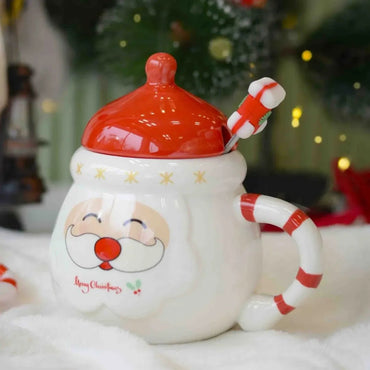 Cute Santa Mug with Lid & Spoon - Memories InsiteMERRY CHRISTMAS SANTA MUG