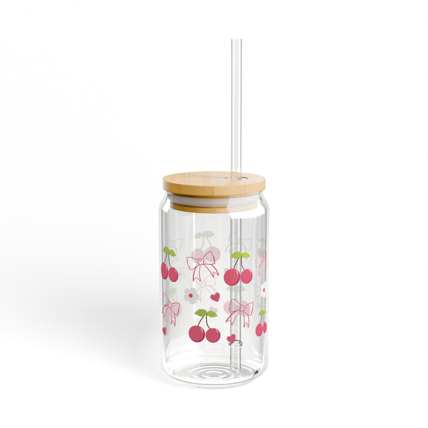 Personalized Cherry Glass Jar Tumbler