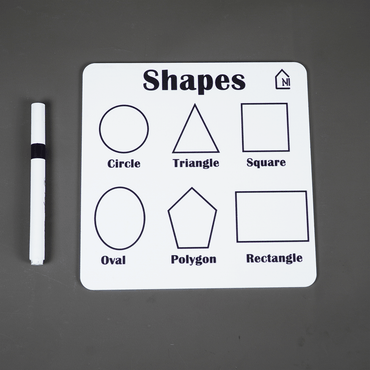 Reusable Shapes Learning Board for Kids with Pen Box & Cleaning Cloth - Memories Insite