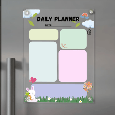Charming Bunny & Rainbow Family Daily Planner for Refrigerator - Memories InsiteDAILY FRIDGE PLANNER 1