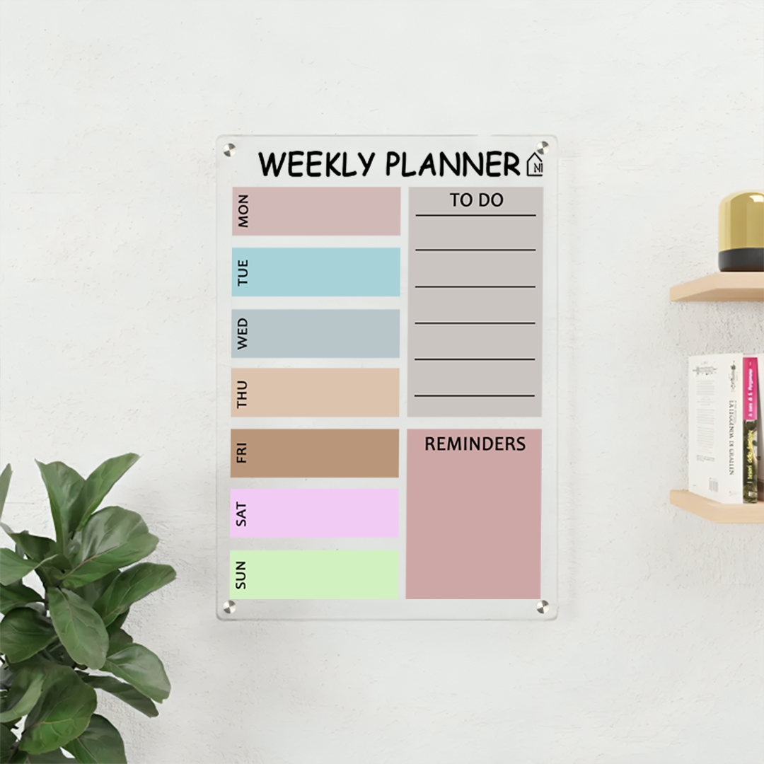 Minimal Pastel Weekly Planner on Acrylic – Functional Wall Organizer with To-Do Section