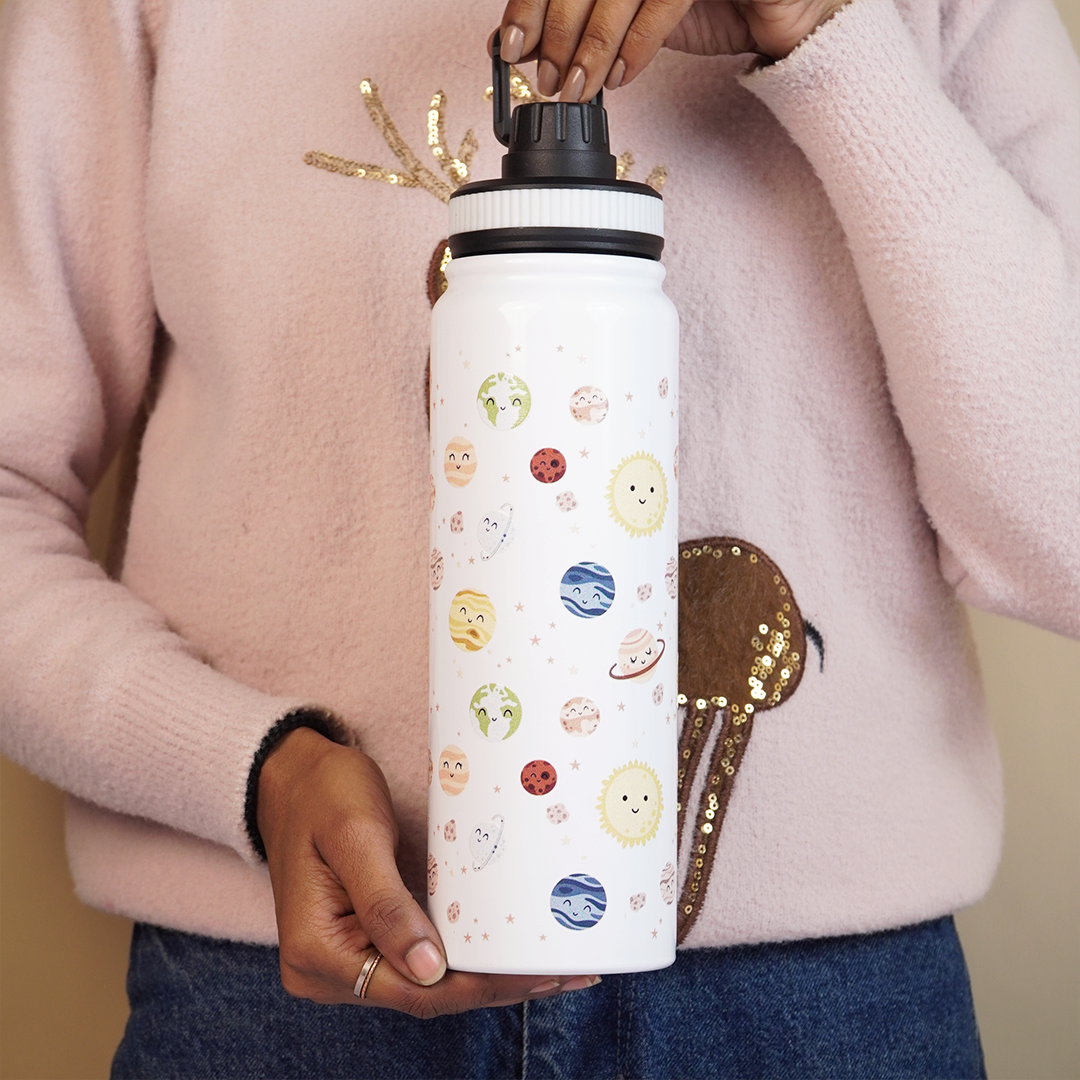 Space Theme Stainless Steel Water Bottle
