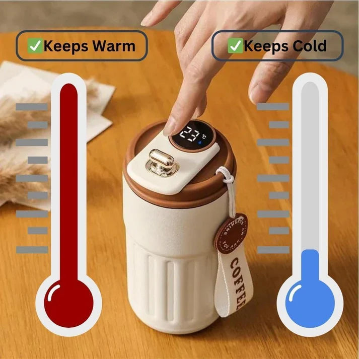 Smart Temperature Display Coffee Mug – Stylish & Portable