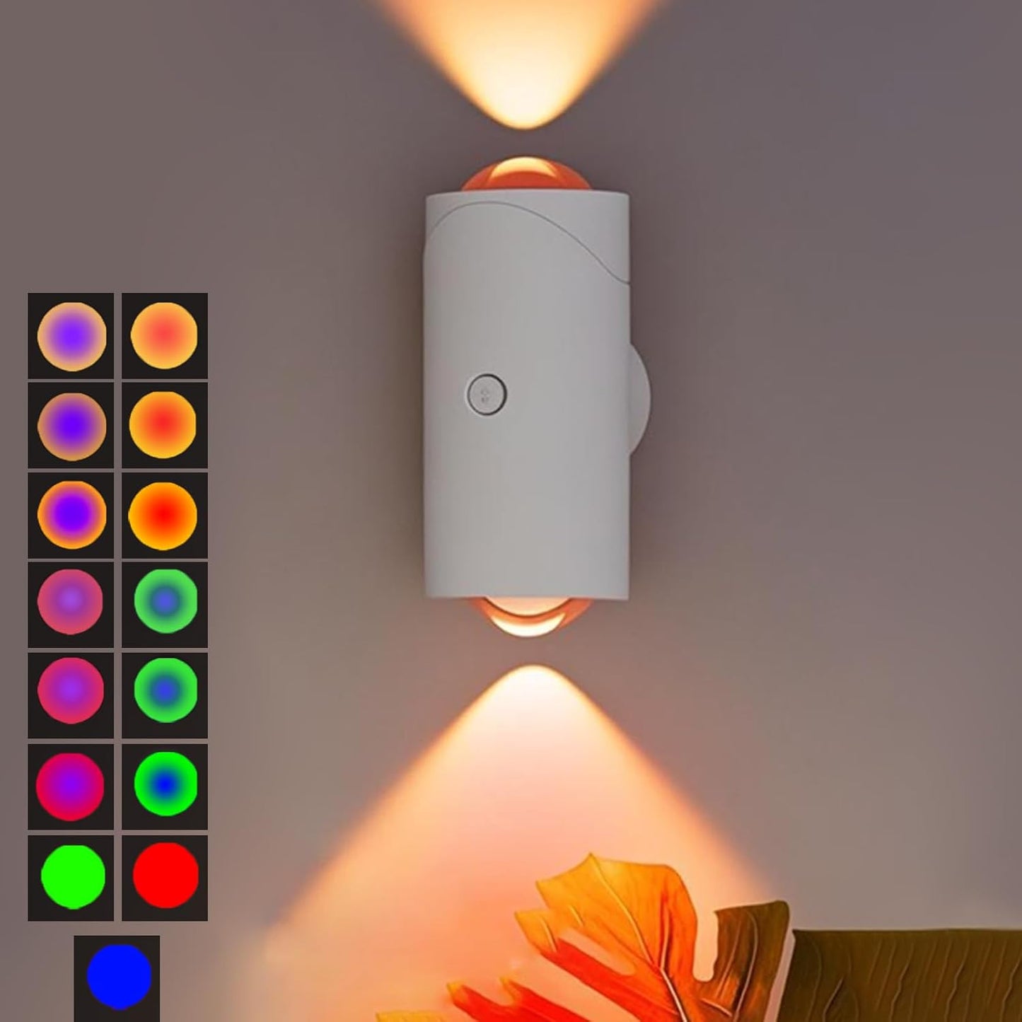 LED Wireless Wall Sconce with 7 Colors Changing, Motion Sensor Light Indoor, 1500mAh
