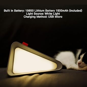 Gravity Flip Lamp,3 Level Dimmable : Reading Light, Night Light, USB Rechargeable Light Triangle Shape Cordless Desk Light for Living Room, Bedroom, Outdoor, Study table lamp.