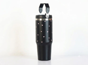 Aesthetic Heart Print Stainless Steel Tumbler with RANDOM DESIGN Charm